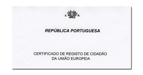 Certificado De Registo De Cidadão Da União Europeia